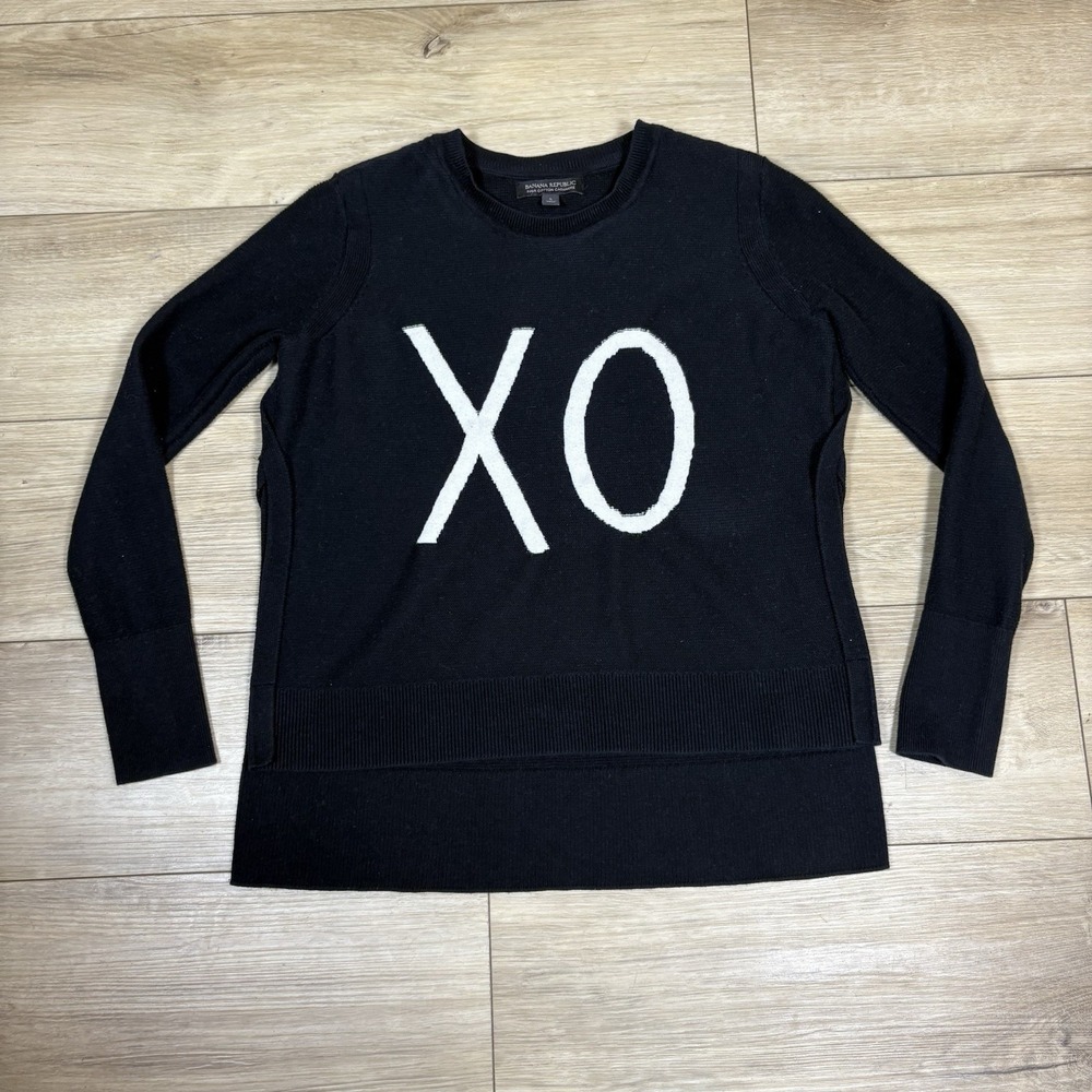 Banana Republic Women's XO Sweater Long Sleeve Pima Cotton Cashmere Black Size S